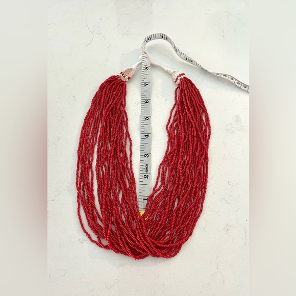 Vintage Multi strand Native American Red Coral Seed Bead Woven Torsade Necklace. - Picture 10 of 14